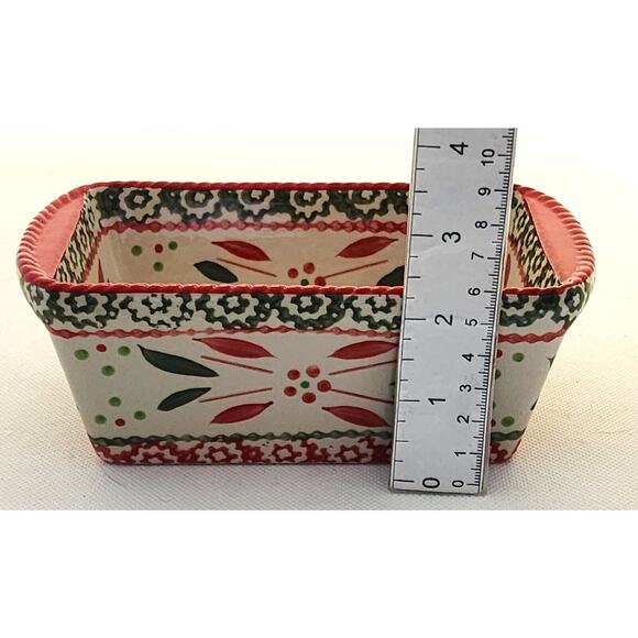 LOAF BAKING DISH-TEMP-TATIONS-Ceramic-Red & Green-Holiday Theme-Small - Picture 8 of 8